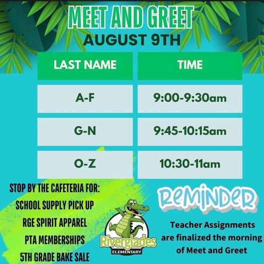  Meet and Greet August 9th